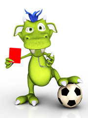Fototapeta na wymiar Cartoon monster as soccer referee.