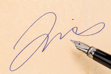 Unterschrift und Füllhalter