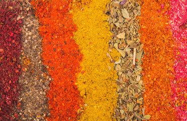 Various spices close up