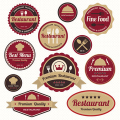 Set of vintage restaurant badges and labels
