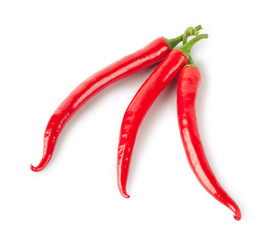 Three red hot peppers