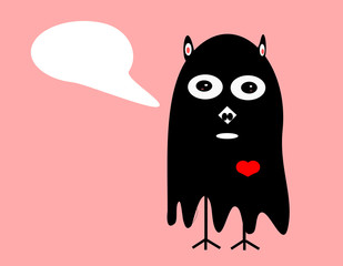 monster bird with heart