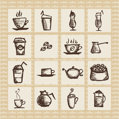 Vector illustration of hot aromatic coffee