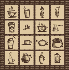 Vector illustration of hot aromatic coffee