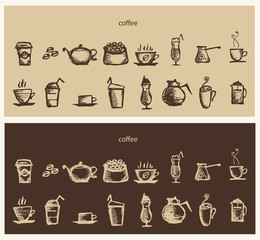 Vector illustration of hot aromatic coffee