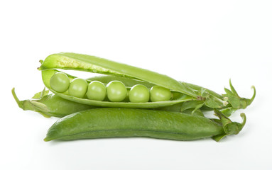 Green peas in stryuchka isolated on the white