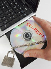 CD ROM in the CD drive of a labtop computer