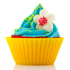 Birthday cupcake with flower