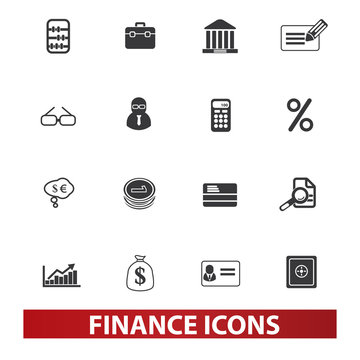 finance, money icons set, vector