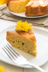 Cake with dandelion's flowers