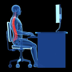 3d rendered medical illustration - correct sitting posture - obrazy, fototapety, plakaty