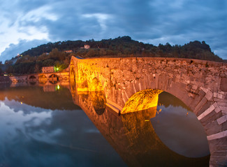 Devils Bridge at Night in Lucca, Italy