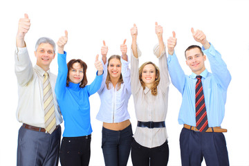 Image of business people giving the thumbs-up sign