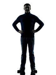 man smiling friendly  silhouette full length