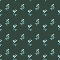 Seamless blue decorative flowers pattern