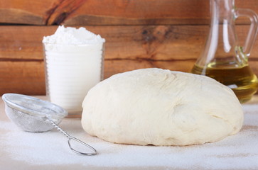 Dough for baking  on white board