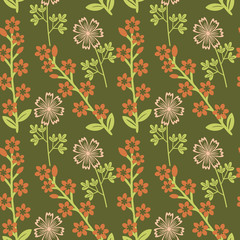 Seamless red flowers pattern