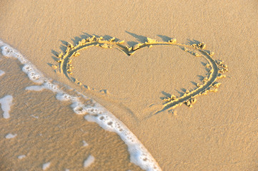 Heart drawn in the sand