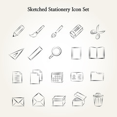 Sketched stationery icon set