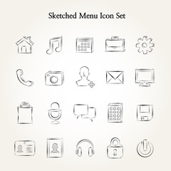 Sketched menu icon set