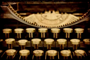 Selbstklebende Fototapete Vintage Poster Retroplakat - Mechanische Schreibmaschine