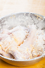 uncooked breaded chicken