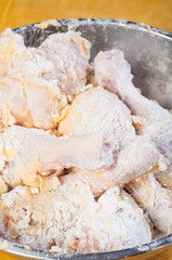 uncooked breaded chicken