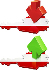 Österreich zum aufwärts und abwärts