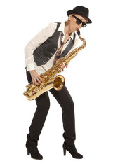 Fototapeta na wymiar Woman Saxophonist