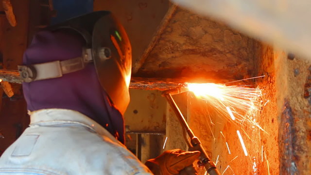 Welder in shipbuilding
