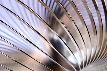 Metal slinky toy close-up