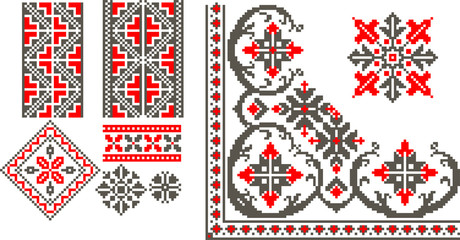 Vector illustration with romanian traditional pattern - obrazy, fototapety, plakaty