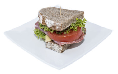 Salami Sandwich (white background)