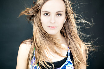 handsome woman looking at camera