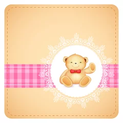  Teddybeer in kanten achtergrond © vectomart