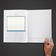White screen project inside a book. 