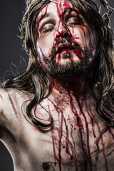 Jesus Christ with crown of thorns, passion concept