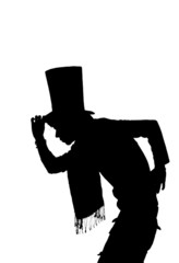 silhouette of a Handsome man with hat saluting