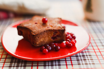 Cranberry cake on the plate
