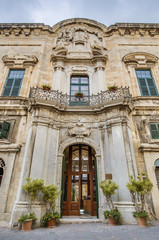 The Castellania building facade in Valletta, Malta