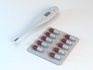 Digital Thermometer with Pills
