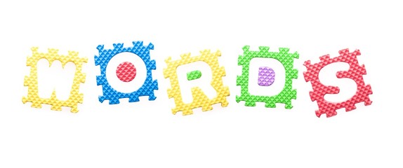 Fototapeta premium Colored letters, Words for children