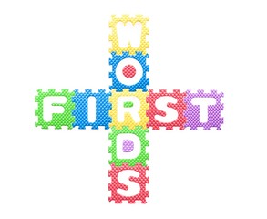 Colored letters, children's First words