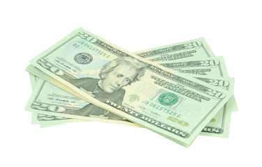 american dollars isolated on white background