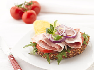 Turkey and Ham Sandwich with Potato Chips