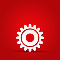 EPS Vector 10 - gear icon on isolated on red