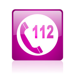 emergency call violet square web glossy icon