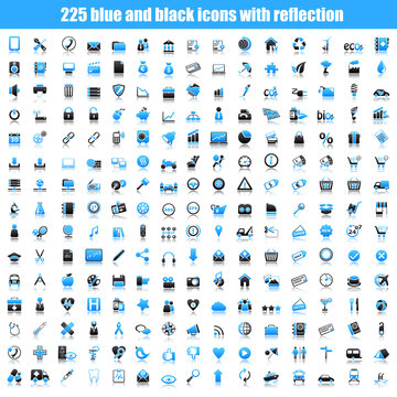 Blue Icons With Reflection