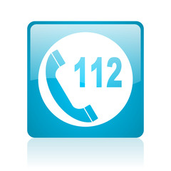 emergency call blue square web glossy icon