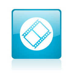 film blue square web glossy icon